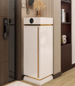 Porte-chaussures vertical moderne ultra-fin rotatif en bois et métal - Gain de place - Durable - Montage facile - Installation gratuite - Product Image 1