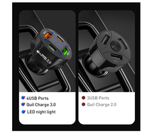 Produk Terlaris 2025 QC3.0 2USB+2USB-C PD30W Pengisi Daya Mobil 4 in 1 dengan Layar Tampilan Tegangan Adaptor Pengisian Super Cepat
