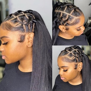 Bán Buôn Tóc Giả Bện Tóc Người <span class=keywords><strong>360</strong></span> Ren Phía Trước Tóc Giả Với Tóc Em Bé Chưa Qua Chế Biến Tóc Full Lace Tóc Giả Phía Trước Để Làm Bện - Product Image 5