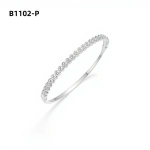 Amy Amy Fashion <b>Bangle</b> B1102 <b>Silver</b> Plated Heart Cut Zircon Channel Setting Romantic Women's <b>Bracelet</b> Gift Jewelry - Product Image 1