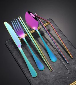 ชุดช้อนส้อมสแตนเลสสำหรับเดินทางและตั้งแคมป์ พร้อมหลอดดูดและช้อน 8 ชิ้น - Product Image 2