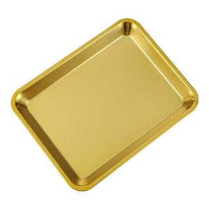 Stainless Steel Square Tray Gold Flat Bottom Oven Safe Barbecue Snack Plate Restaurant Pastry Tray - Product Image 2