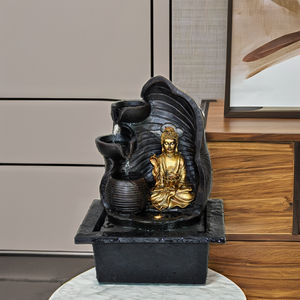<span class=keywords><strong>Petite</strong></span> <span class=keywords><strong>fontaine</strong></span> d'eau <span class=keywords><strong>Bouddha</strong></span> par Ganesha pour table d'intérieur, faite à la main en résine polyrésine pour la décoration de la maison - Product Image 6