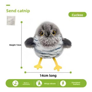 Jouet pour <span class=keywords><strong>chat</strong></span> en plastique écologique, réaliste, amusant, à activation tactile, qui bat des ailes et chante, simulation d'oiseau, rechargeable, moelleux - Product Image 3
