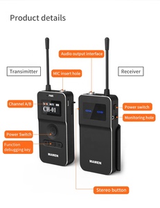 Micrófono Lavalier <span class=keywords><strong>bidireccional</strong></span> UHF de Audio profesional con auriculares, llamadas, conferencias, monitoreo, micrófono inalámbrico confiable - Product Image 6