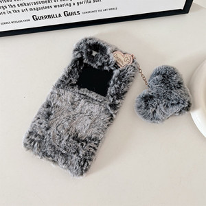 <span class=keywords><strong>Coque</strong></span> de téléphone en peluche mignonne avec breloque en forme de cœur pour Samsung Z Flip3 4 5, <span class=keywords><strong>coque</strong></span> de protection moelleuse anti-rayures - Product Image 2