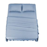 Ensemble de draps plats personnalisables de luxe pour lit Queen Size, 100% bambou biologique, 4 pièces, tissage satiné 300 fils, effet rafraîchissant