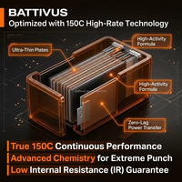 Batería de polímero de litio BTV HV 4S 2S 3S 3.7V 7.4V 11.1V 6S 22.2V con tasa de descarga de 15C 150C para drones FPV y UAV