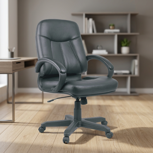 Modern Executive Lift <b>Chair</b> PU Leather Swivel Adjustable Height Tough Mediumback Cushion Armpad <b>High</b> Density Foam - Product Image 2