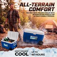 Glacière roulante 50L isolée en PU avec roues, glacière rigide portable pour camping, pêche, pique-nique, stockage alimentaire, OEM