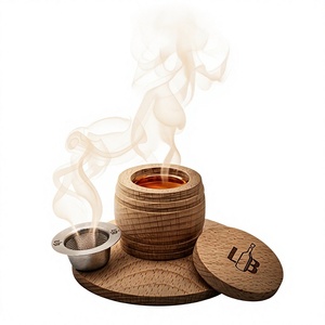 Bouteille à whisky en verre rustique avec couvercle en bois, kit d'infusion de cocktail haut de gamme - Product Image 1