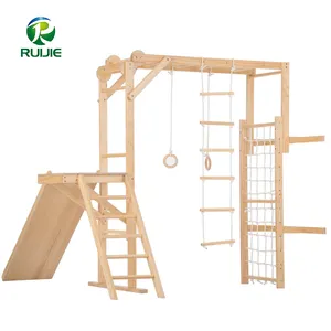 Struttura per arrampicata a triangolo pieghevole in legno per bambini nuovo stile parco giochi al coperto struttura per arrampicata