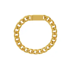 MARONEW 18K Gold Plated Stainless Steel Cuban Chain Magnetic magnet Lock Bracelet For Women ladies