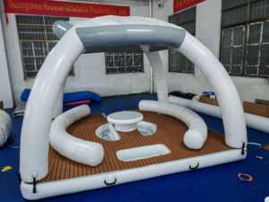 Надувной плавучий морской Плавучий Док 6*6 м для воды с нескользящим ковриком надувная Плавающая Платформа бар для морской воды - Product Image 4