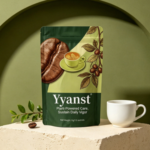 Café Instantáneo Crudo de Origen Vegetal, Mezcla de Granos de Café Verde Oscuro, 10g*10 Sobres, Ilustración de Grano de Café, Bolsa con Base, Etiqueta Personalizada, Directo de Fábrica - Product Image 2