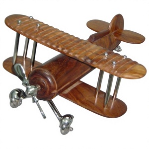 Décor à la maison modèle d'avion bi-plan artisanat cadeaux articles vente chaude modèles d'avion en métal corps en bois léger hélice avion - Product Image 1