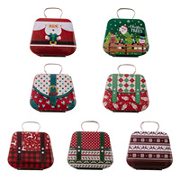 Boîte cadeau de Noël en métal avec poignée, mini-valise réutilisable pour bonbons et biscuits, emballage métallique pour cadeaux de fête pour enfants, vente en gros