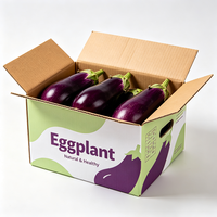 Wholesale Eggplant Moisture Proof Packaging Box with Handles Folding Corrugated Cardboard Vegetable Gift Box