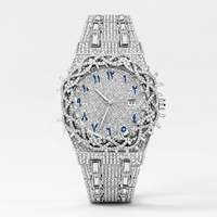 Nuevo Reloj de Moda para Hombre, Estilo Hip-Hop, con Incrustaciones de Diamantes, Diseño de Espinas, 50mm, Cuarzo, 30M, Superventas