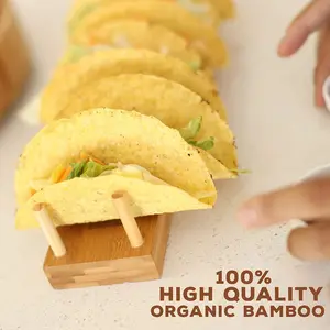 Offre Spéciale cuisine fête bambou bois taco stand plateau mexicain tacos titulaire sushi taco rack Tortilla Rack