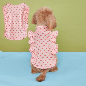 Robe pour chien à motif uni, manches à volants, coupe princesse, printemps, respirante, en polyester, style mignon, vêtements pour animaux de compagnie - Product Image 2