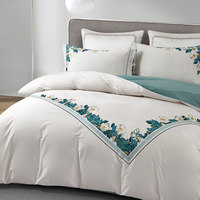 Ensemble de literie en coton pur de luxe de haute qualité 100% coton personnalisable, ensemble de housse de couette brodée OEM ODM pour la décoration de la chambre à coucher