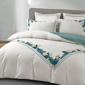 طقم أغطية سرير فاخر من القطن الخالص عالي الجودة قابل للتخصيص من ألينهوم لوناريا، طقم غطاء لحاف مطرز OEM ODM - Product Image 3