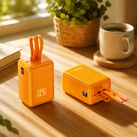Batterie externe haute capacité 40000 mAh avec tissu tricoté, charge rapide PD 22,5 W, double câble, affichage LED, pour extérieur