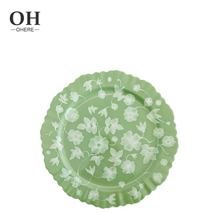 Ohere Bone China bruiloft charger plate <span class=keywords><strong>vintage</strong></span> groene bloemen handgemaakte decoratieve borden tafeldecoratie voor bruiloften & evenementen & verhuur - Product Image 4