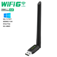 Adaptateur Wifi USB 2.4G Wifi6 286 Mbps Mini WIFI 6 802.11AX Dongle 300 Mbps Récepteur sans fil Carte réseau pour PC portable