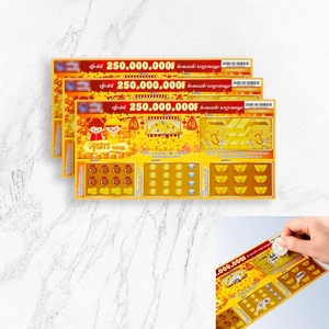 Billets de loterie à gratter personnalisés en forme de brique dorée, impression numérique couleur CMYK, jeu de loterie avec support système - Product Image 1