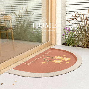 Art Mat Half <b>Circle</b> Doormat Floral Pattern Non Slip PVC Home Use - Product Image 2