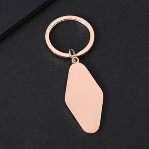 พวงกุญแจเปล่าสเตนเลสดีไซน์รูปสี่เหลี่ยมขนมเปียกปูนสุดสร้างสรรค์รองรับการทำเครื่องหมายด้วยเลเซอร์ - Product Image 4