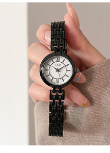 Montre-bracelet élégante pour femme avec bracelet en or, cadran rond, mouvement à quartz analogique - Product Image 2
