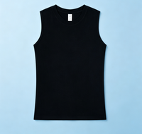 Kaos Vest Pria Tanpa Lengan Grosir untuk Olahraga Fitness Musim Panas Katun Murni Kerah Pendek Lengan Pendek Cetak Digital Kain 160g