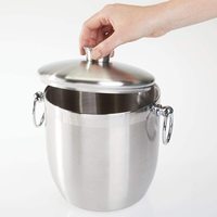 Sceau à glace en acier inoxydable de 3 l, contenant isolé en métal, Double paroi, avec couvercle, filtre, pince à glace et boule à glace