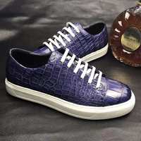 Chaussures pour hommes de haute qualité, baskets en cuir de crocodile véritable, chaussures décontractées, baskets, Chaussures-Homme, chaussures pour hommes