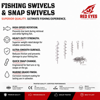 Échantillon Gratuit - Hameçons Pivotants à Ressort Red Eyeds pour la Pêche, Accessoires de Pêche en Acier Carbone 1,4 cm, Garantie 3 Ans, 50 Pièces