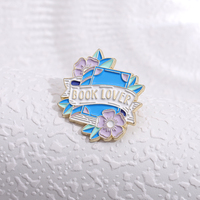Nouveaux designs de badges et épingles à revers en émail souple, style dessin animé, motif fleur violette, gaufrés, pour les amateurs de livres et de lecture, objets de collection, vente en gros