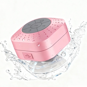 Haut-parleur sans fil V5.3 avec support à ventouse, mini-caisson <span class=keywords><strong>de</strong></span> basses rechargeable par USB pour la maison et la <span class=keywords><strong>salle</strong></span> <span class=keywords><strong>de</strong></span> <span class=keywords><strong>bain</strong></span>, autonomie <span class=keywords><strong>de</strong></span> 15 heures - Product Image 6