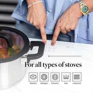 Marmite de cuisson classique en acier inoxydable avec couvercle en verre trempé, base épaisse à 5 couches, pour soupes et bouillons, compatible <span class=keywords><strong>induction</strong></span> - Grande Vente - Product Image 3