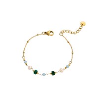 Bracelet artisanal en perles et cristaux, style Ins, étanche, en acier inoxydable, bijou de main tendance