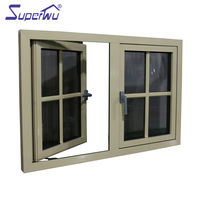 Ventana Francesa de Aluminio Revestida de Madera con Doble Vidrio Templado, Certificación NFRC, Eficiente Energéticamente, con Rejillas