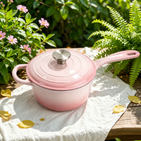 Casserole miniature de 19 cm avec couvercle, homologuée LFGB et FDA, pot à lait, compatible four et induction, logo personnalisé OEM, ustensile de cuisine en fonte émaillée