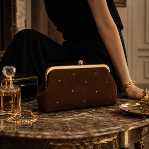 Pochette cosmétique décorative en velours avec fermoir métallique et poignée pour cadeaux de demoiselles d'honneur et rangement de maquillage - Product Image 6
