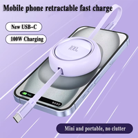 Actualización 100W 1M retráctil USB tipo C Cable de carga de datos TPE Compatible para uso móvil del teléfono incluida la transferencia de archivos