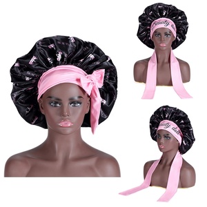 Wholesale Reversible <strong>Bonnets</strong> Edge Wrap Custom Long Band Satin Hair Silk <strong>Bonnet</strong> With Ties - Product Image 6