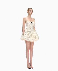 Robe à bretelles style French First Love à pois ondulés pour femme, style été, taille <span class=keywords><strong>empire</strong></span>, sans manches - Product Image 3