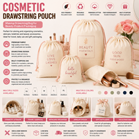 Sac à dos à cordon unisexe ZEHUI, imperméable, pour cosmétiques et sport, pochette personnalisable avec logo, sac de maquillage en toile de coton écologique pour la plage