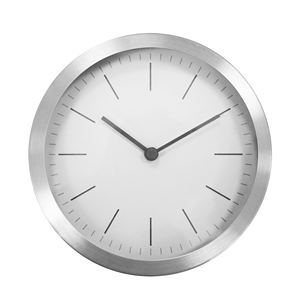 Petite horloge murale et de table analogique à quartz en aluminium brossé argenté de 6 pouces avec un design moderne, alimentée par piles - Product Image 1